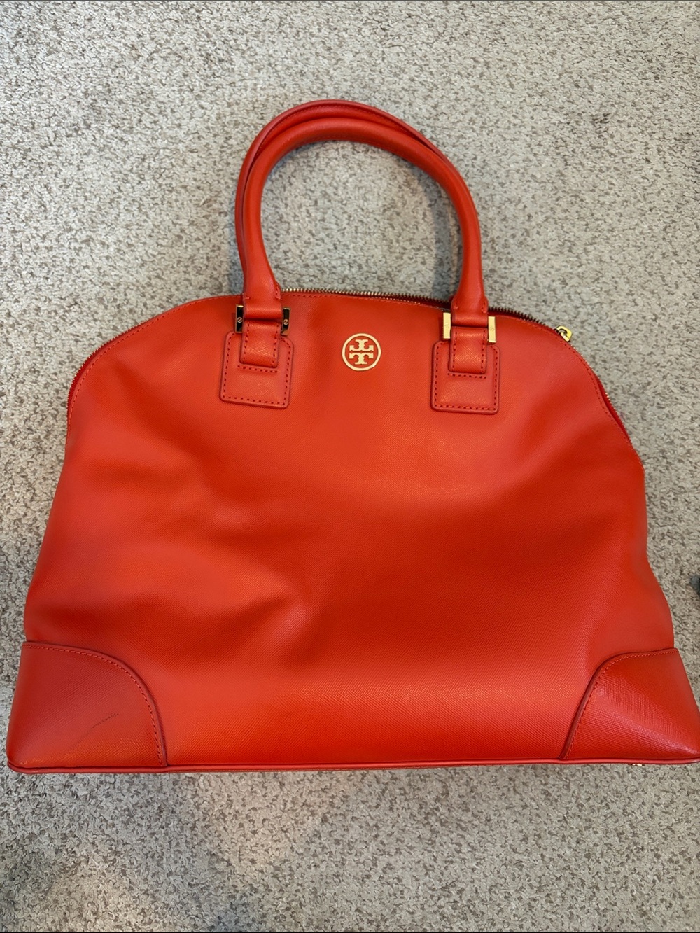 Tory Burch Saffiano Leather Orange Handbag
